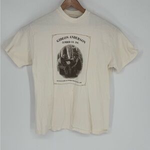 Vintage Hanes Beefy T Gideon-Anderson Lumber Co Graphic Tee Lg Beige USA A6